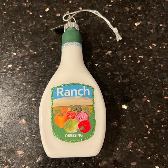 New Cody Foster & Co Ranch Dressing Bottle Glass Christmas Ornament - Picture 2 of 5
